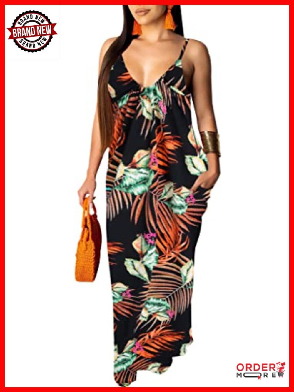 Women's Casual Summer Floral Maxi Dress Floor Length Sleeveless Plus Size